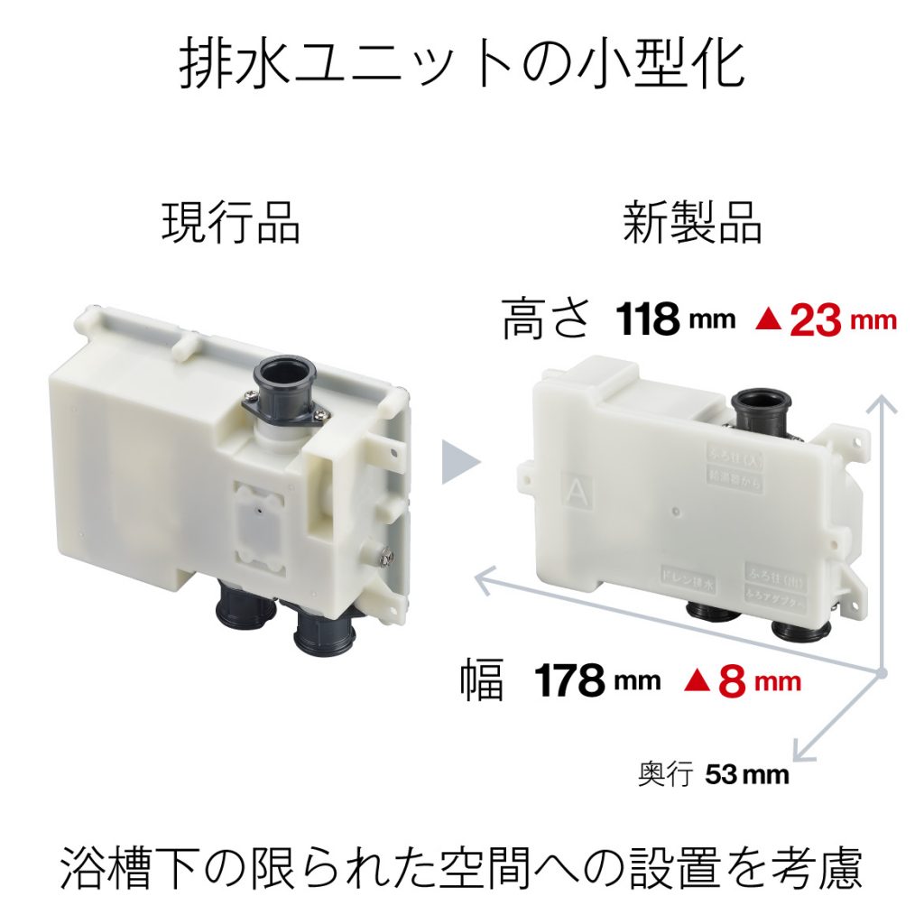 画像：排水ユニットの小型化